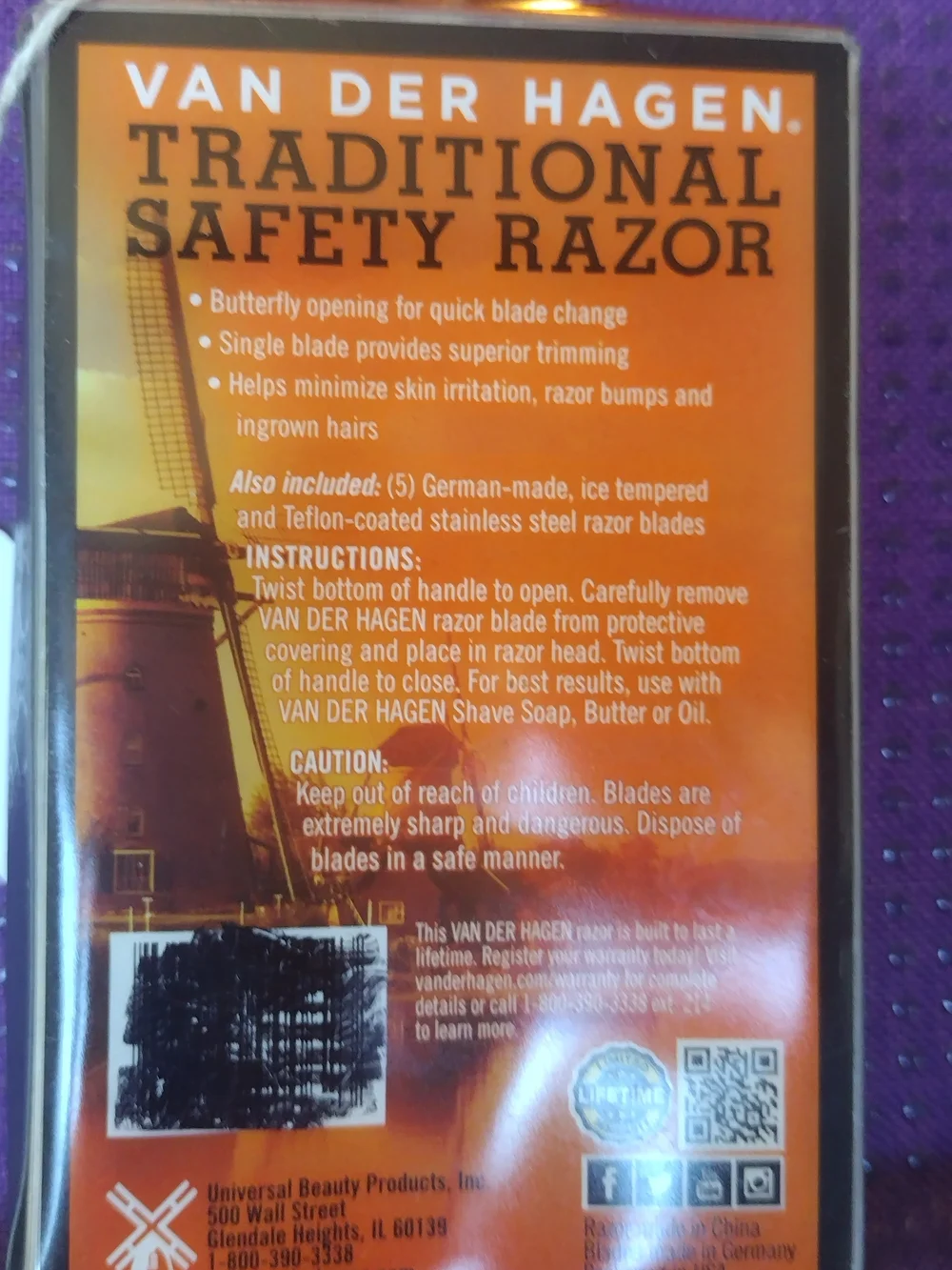 Orange Traditional Safety Razor - Chrome Handle